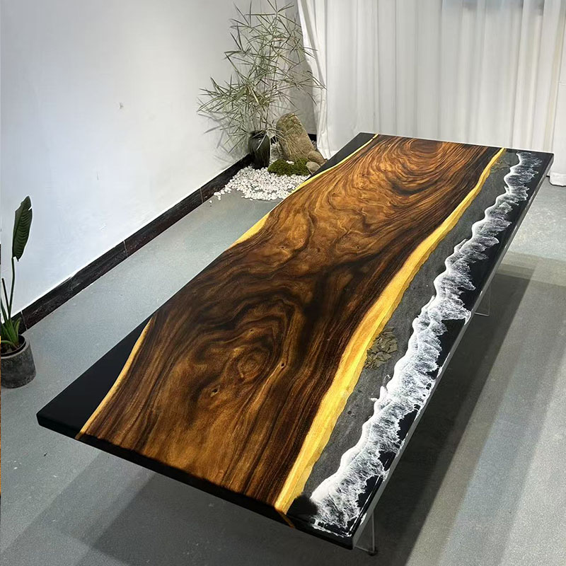 南美胡桃木树脂桌河流桌茶桌茶台240-100-5