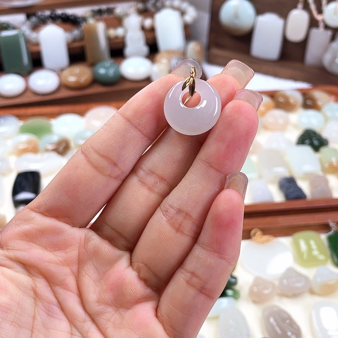 吊坠(不含链)18K金镶嵌和田玉