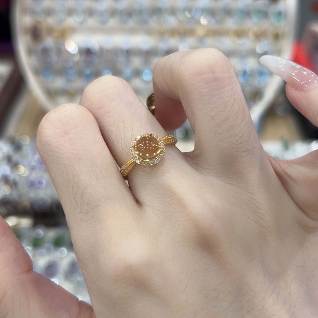 戒指银S925镶嵌黄晶