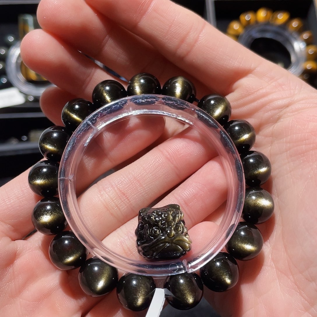 黑曜岩手链未镶嵌果*妈