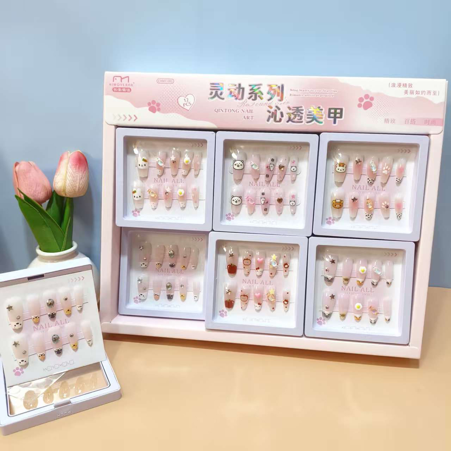 A129灵动系列手绘小猫女孩贴指甲玩具学校周边玩具店货源批发