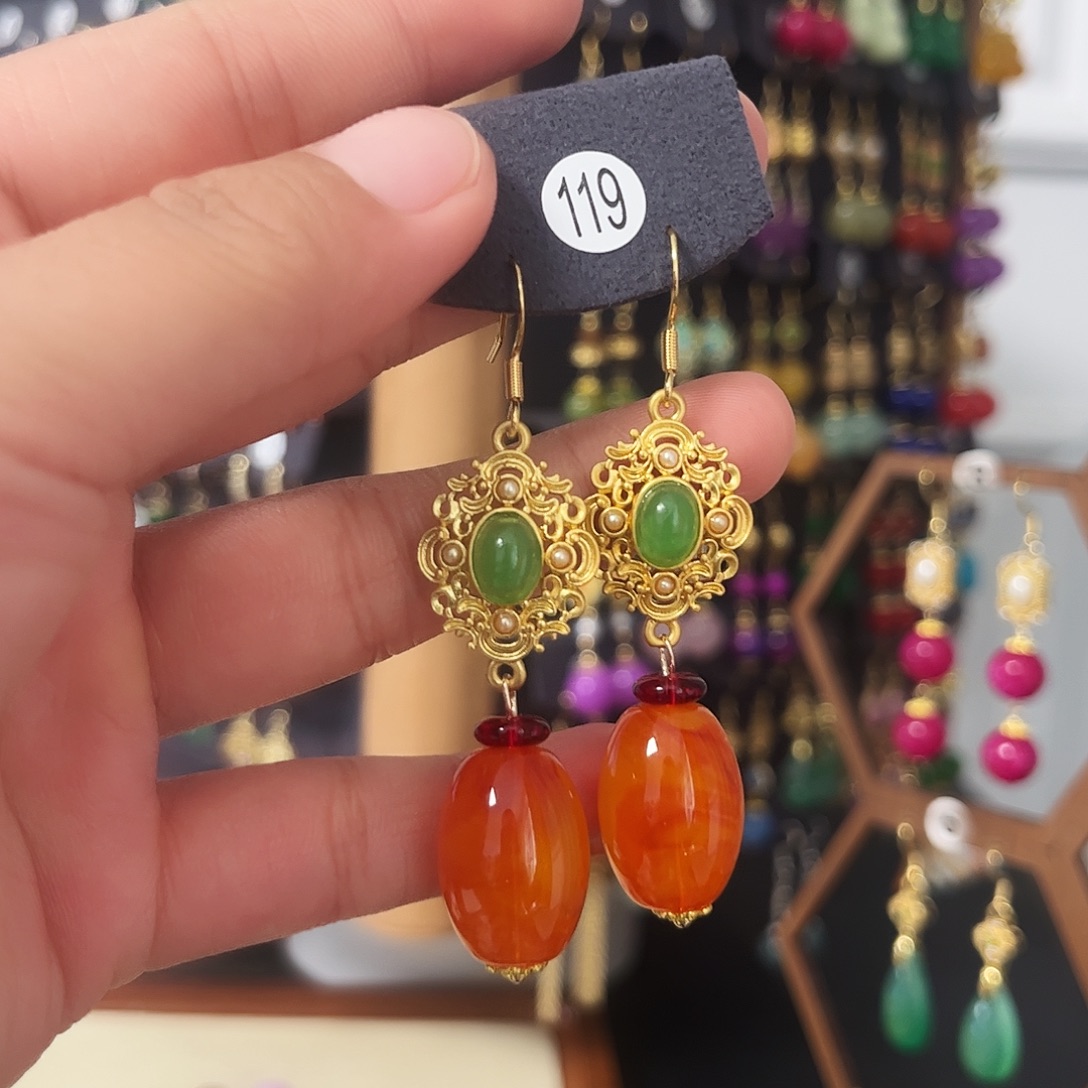 锆石纯铜925银耳饰