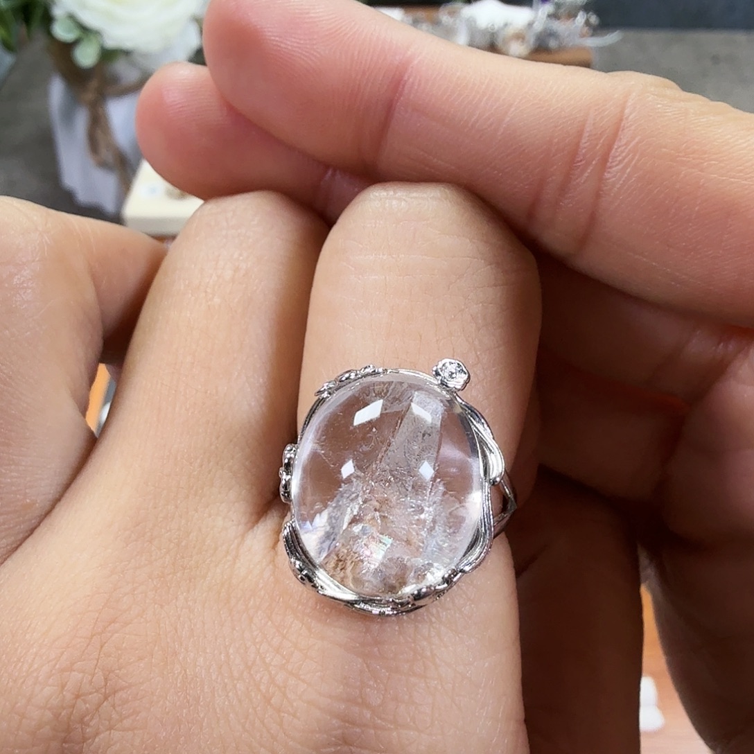 戒指水晶银S925镶嵌