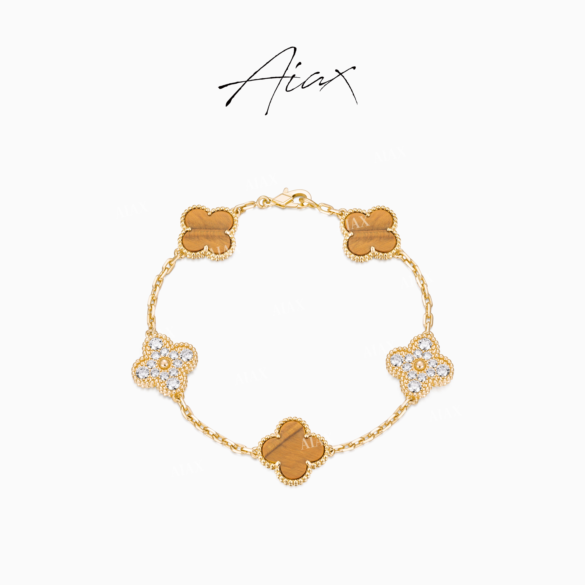 AIAX  925银 镀K金 【情人节】气质百搭四叶手链TSS8000