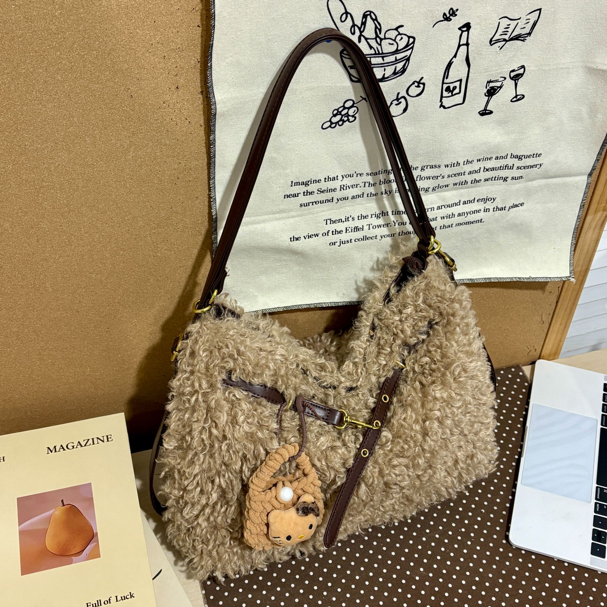 卷卷小众单肩包e472