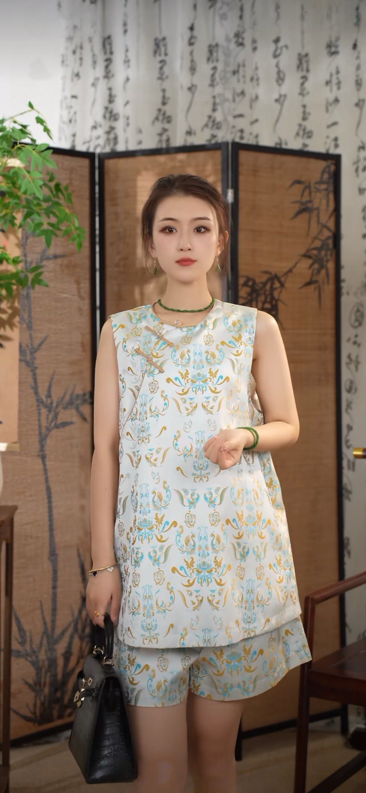 【唐宫宋韵】天池之上——100桑蚕丝宋锦国风两件套装 123