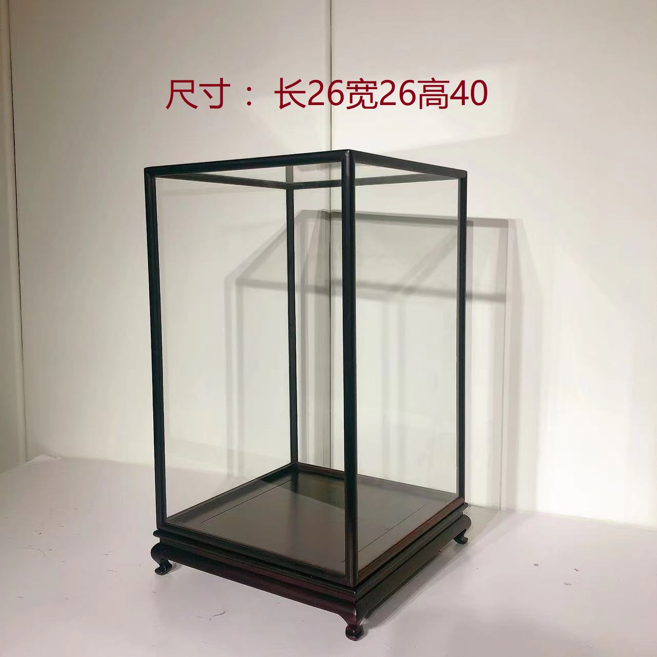 大叶紫檀卢氏黑黄檀玻璃罩防尘罩佛像观音花瓶玉石茶具透明展示盒