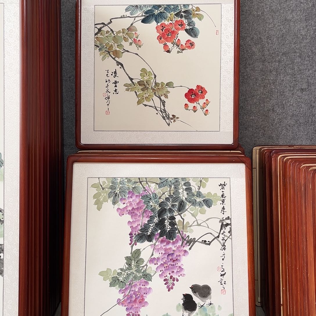 国画书画作品带框63×63