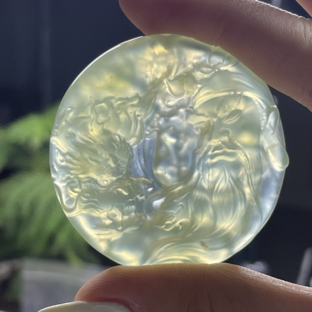 蛇纹石岫玉蜂蜜水色调文武财神