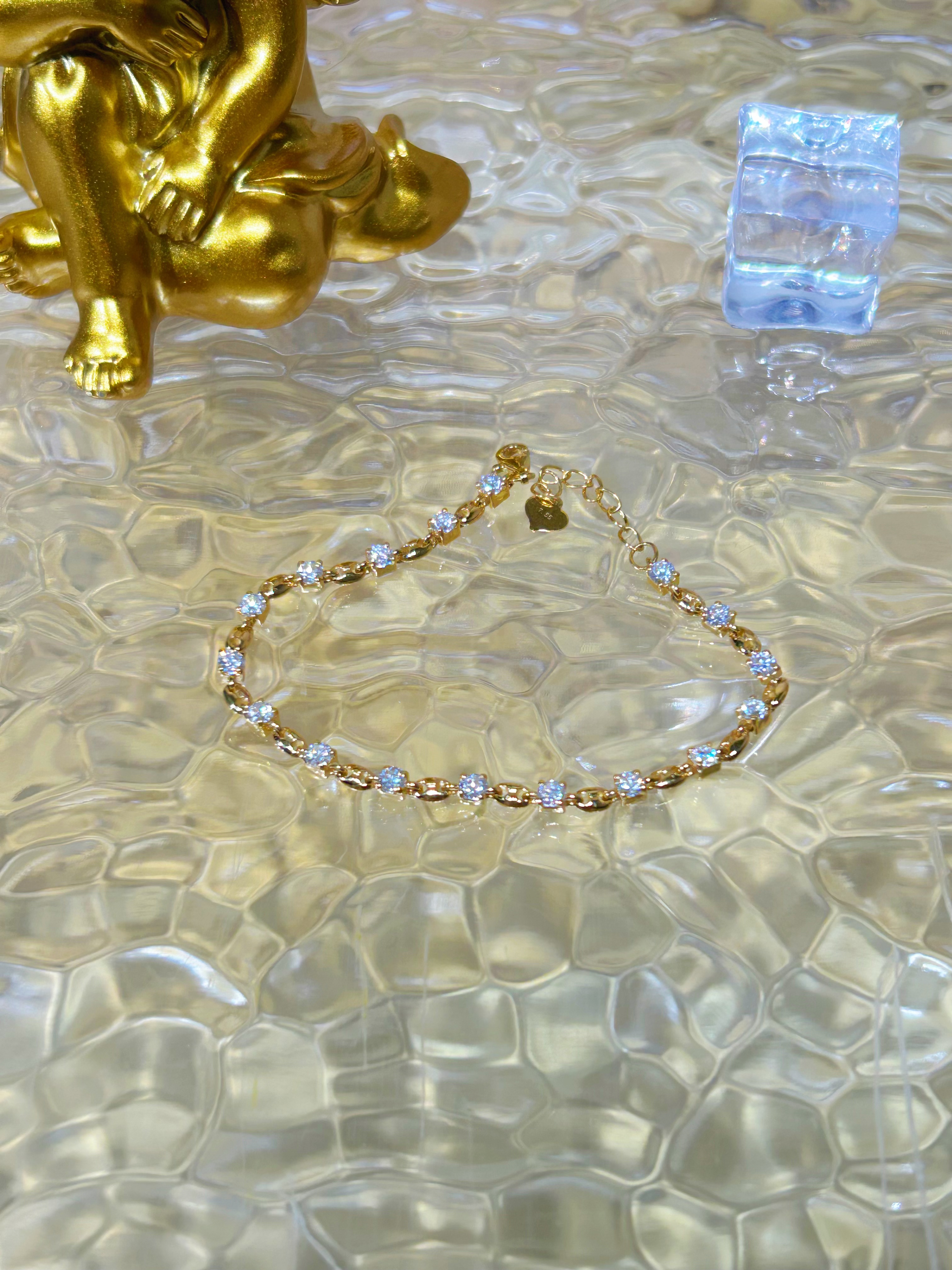 足金999  猪鼻子泡泡手链  黄金5G工艺