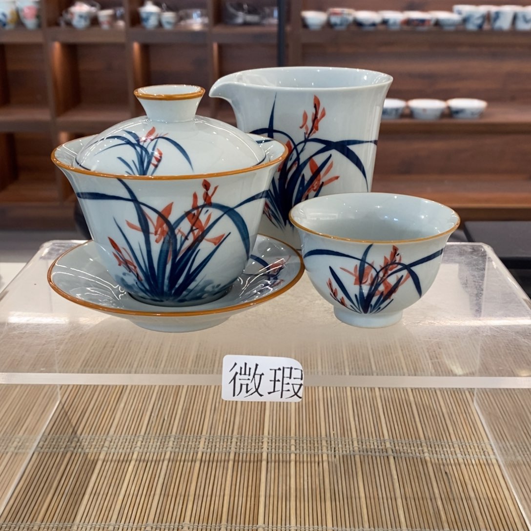 釉下彩老陶泥手工绘制