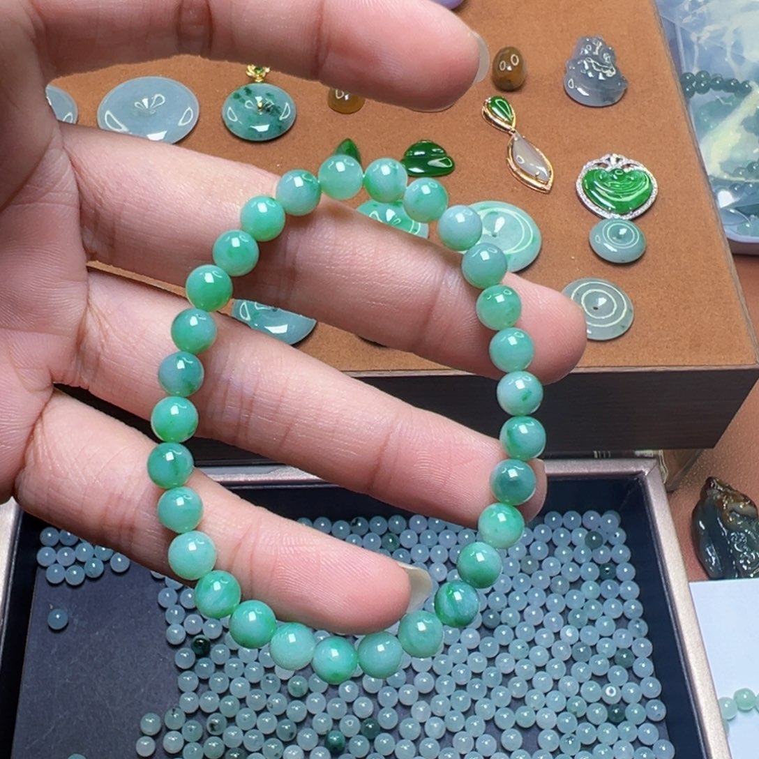 翡翠未镶嵌手串翡翠手串卡5.8mm