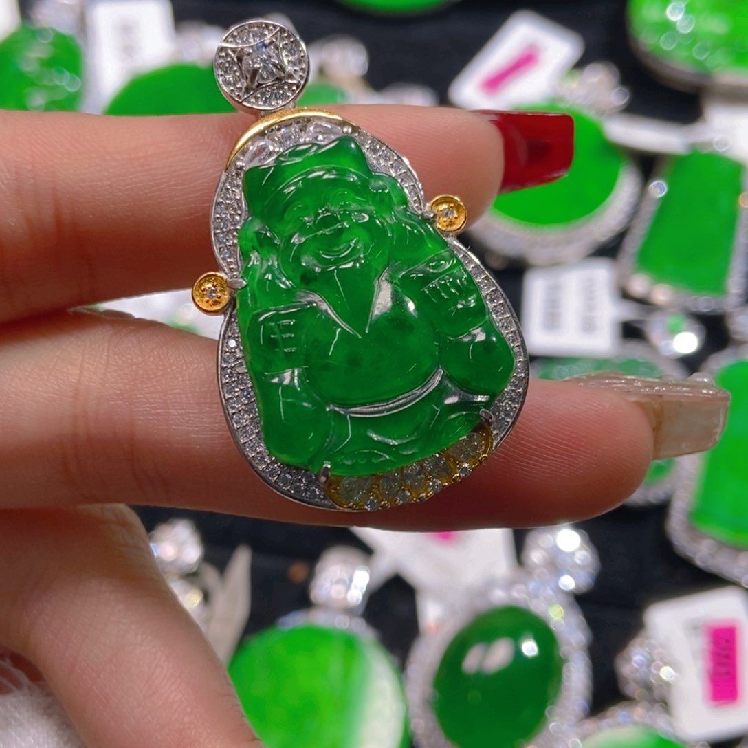 翡翠吊坠(不含链)银S925镶嵌