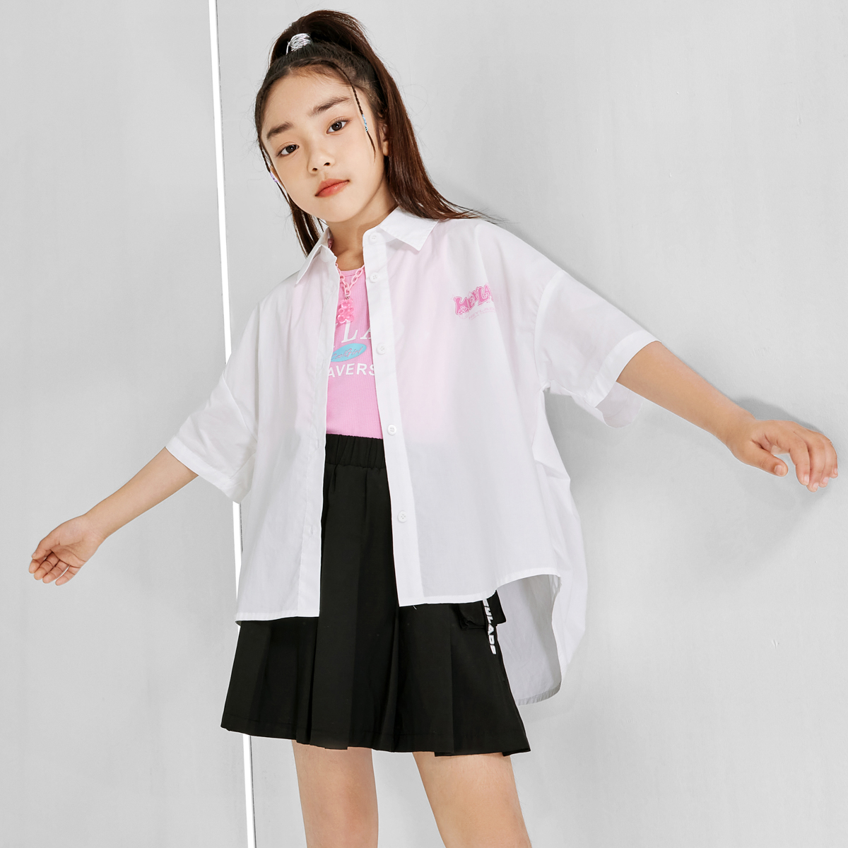 男生女生童装女大童短袖衬衫NJXAJ23508A