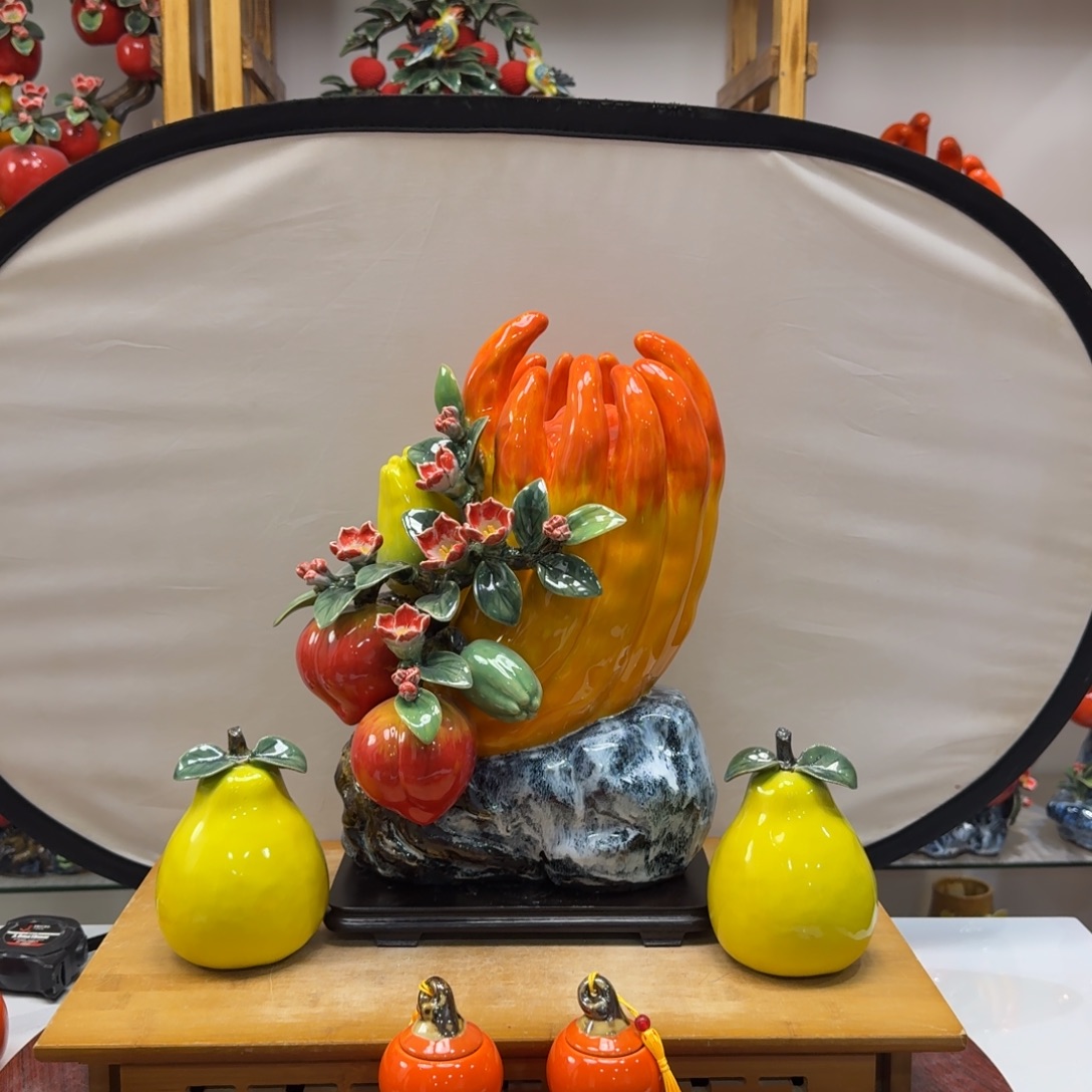 陶瓷正财佛手送柚子葫芦高40