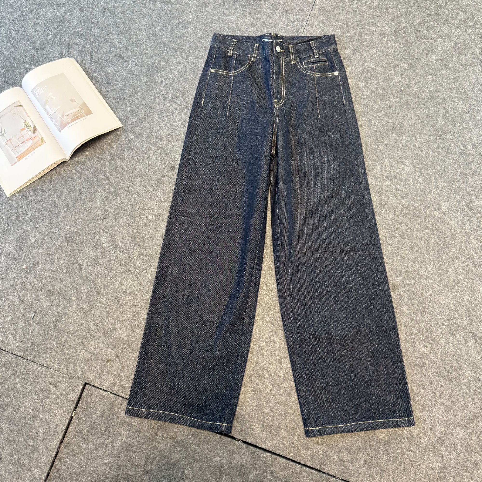 （QINGQING）冬季高腰直筒裤牛仔裤显瘦15992