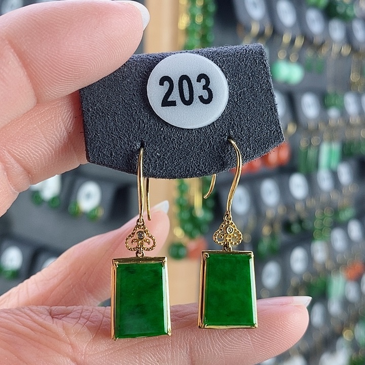 翡翠耳饰18K金镶嵌耳饰