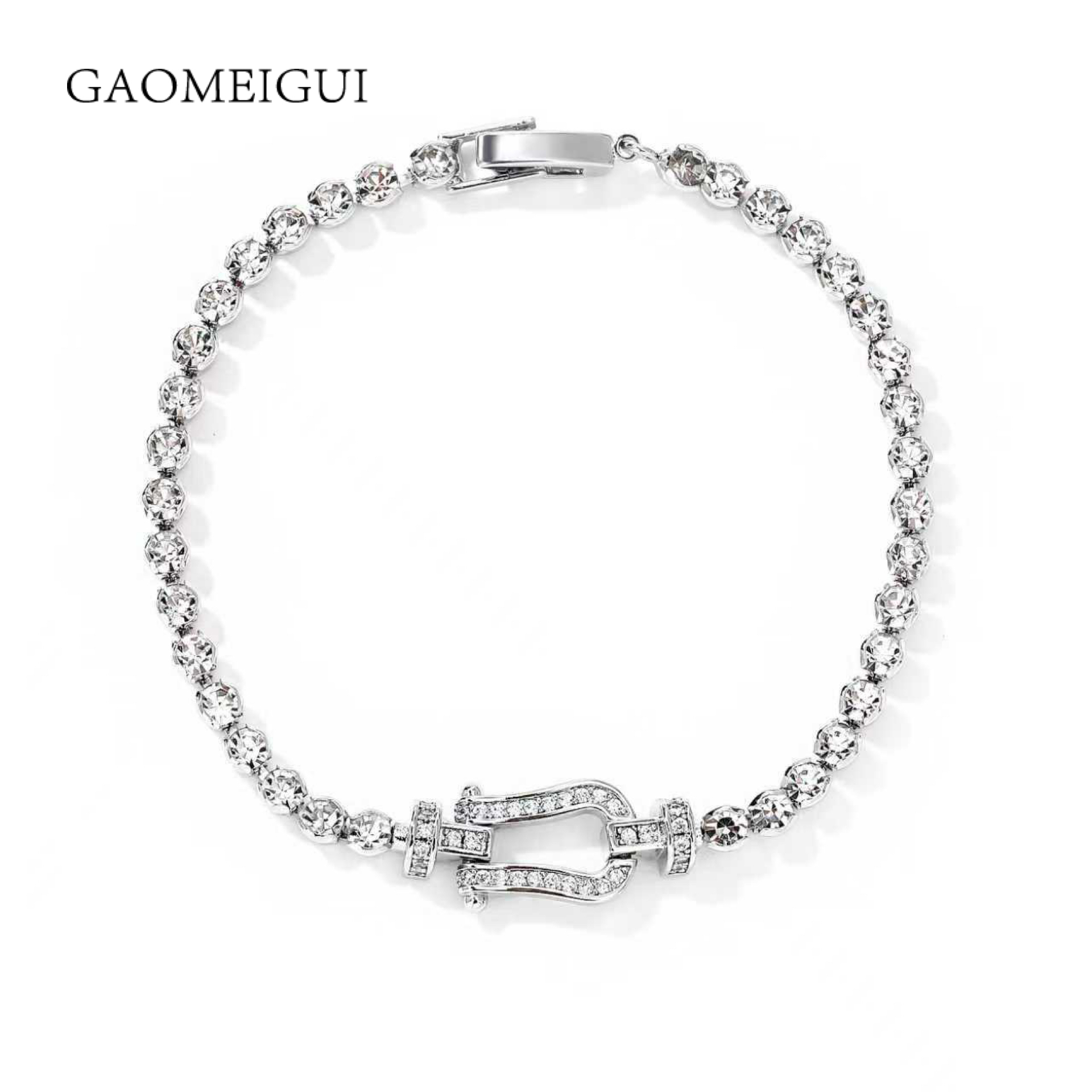 合金合成锆石手链 GAOMEIGUI海外款 马蹄扣手链A1105