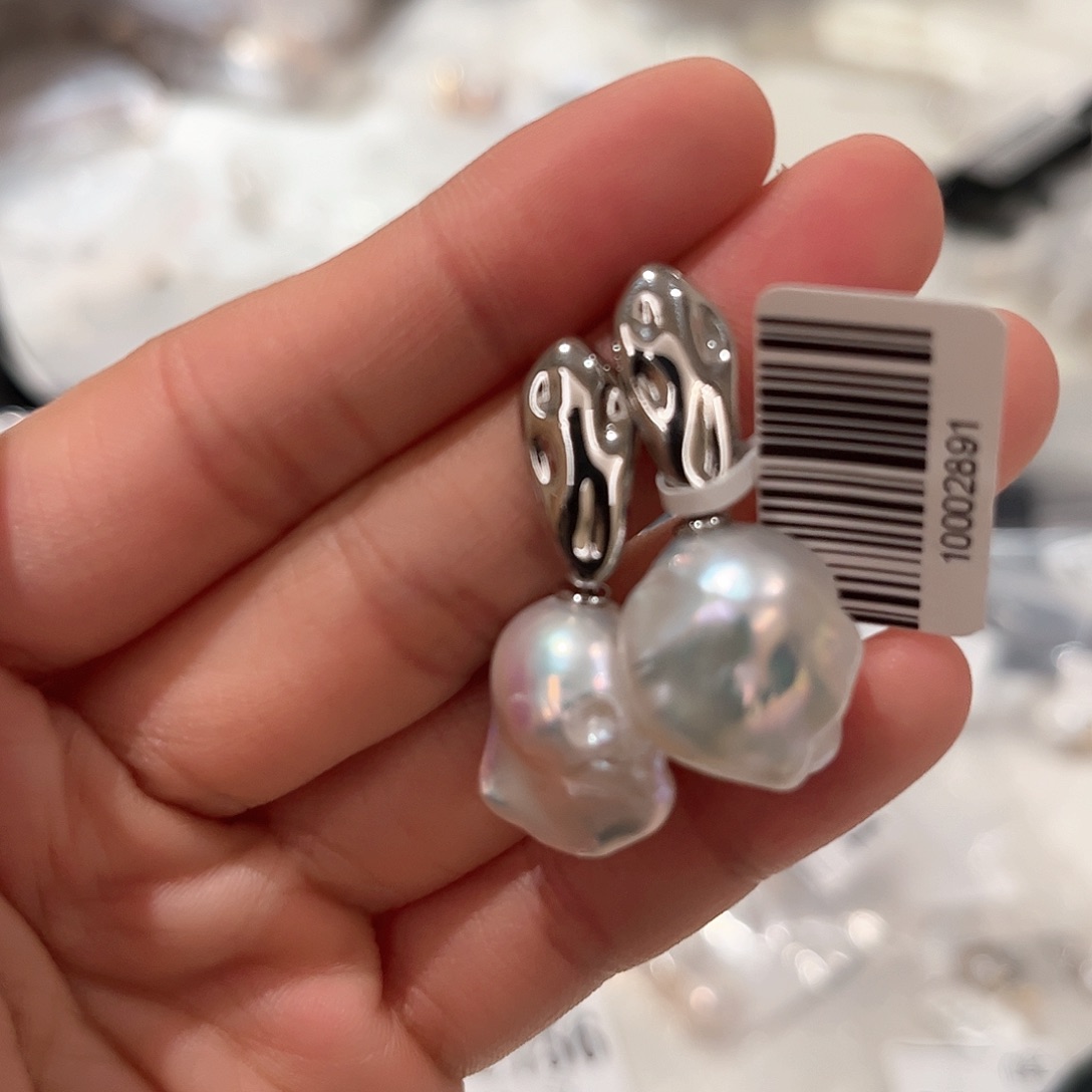 淡水珍珠耳饰合金