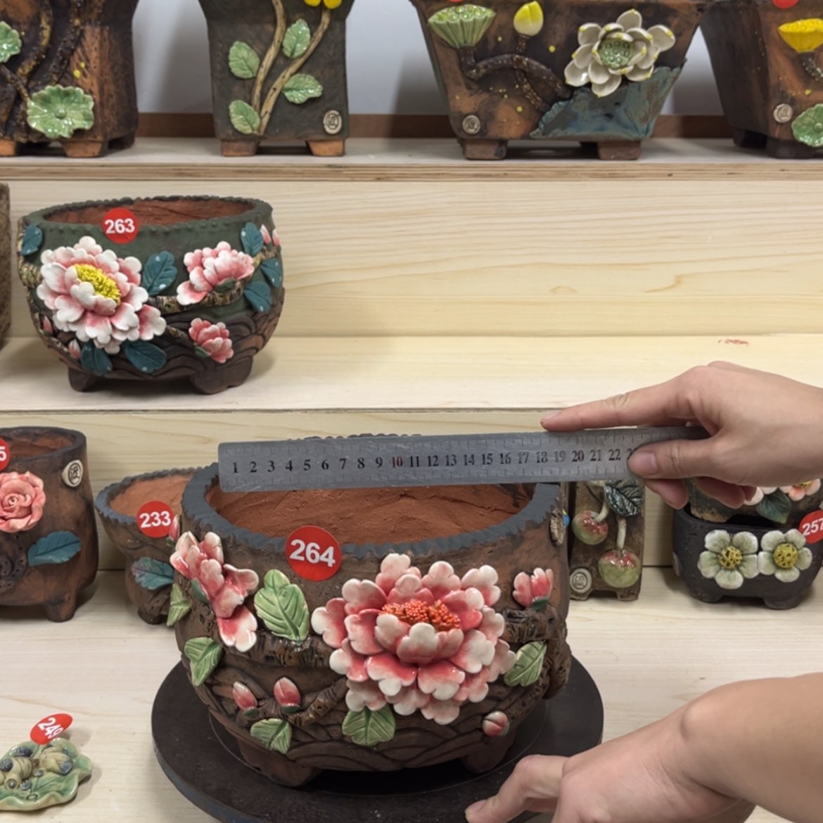 【闪购商品】紫砂花盆264号微瑕内口17.5×18脚高15