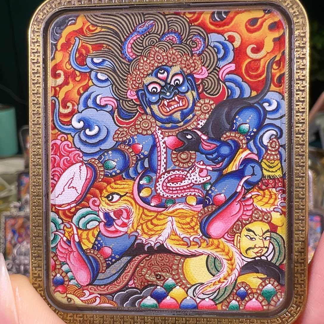 吊坠黑财热贡纯手绘唐卡