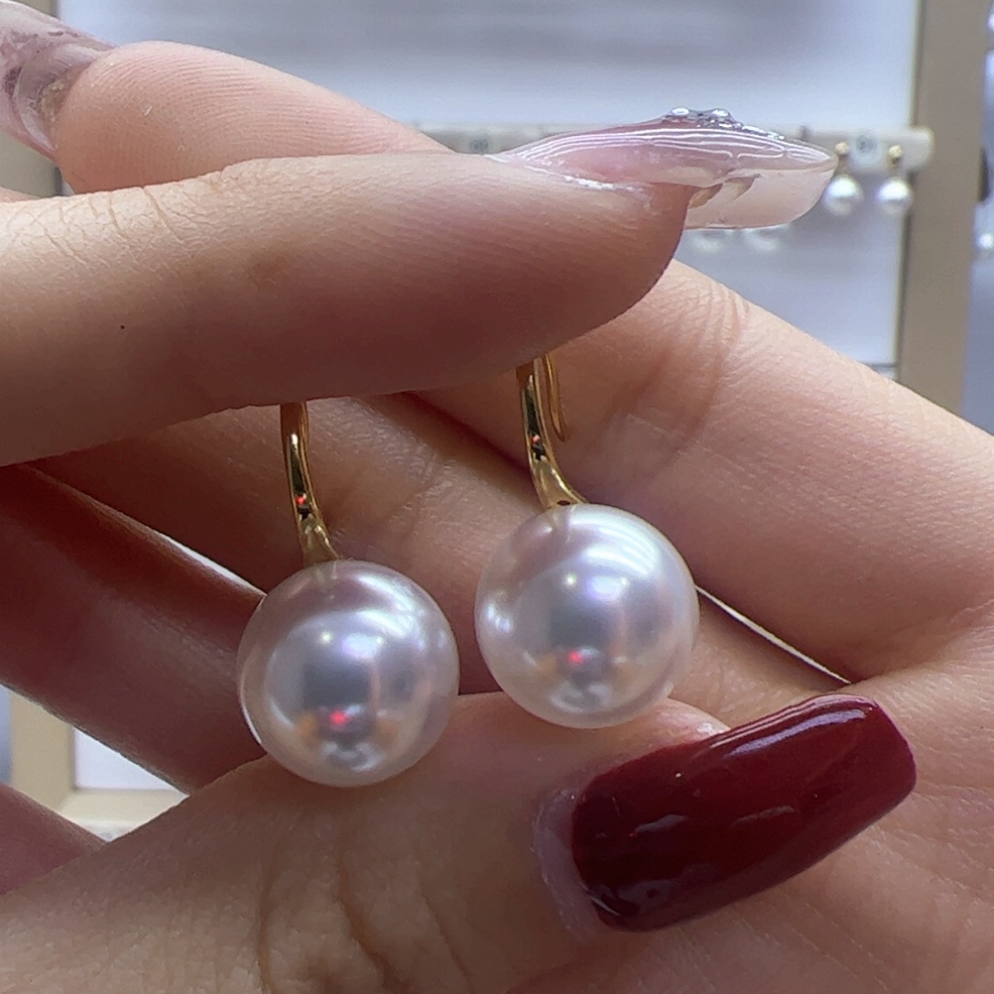 淡水珍珠耳饰18K金镶嵌