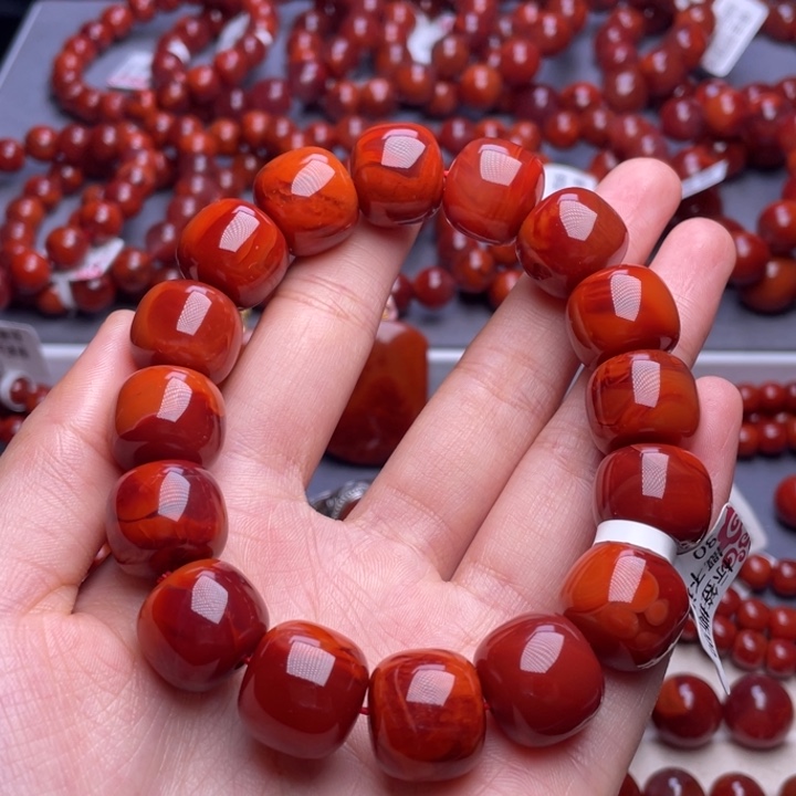 南红玛瑙未镶嵌其他15➕收藏级瓦西火焰纹满肉老型佛珠