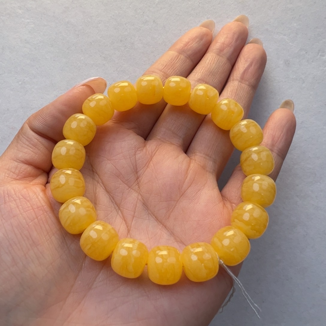 蜜蜡手串未镶嵌夏*·焦皮橘虎皮精工同料手串