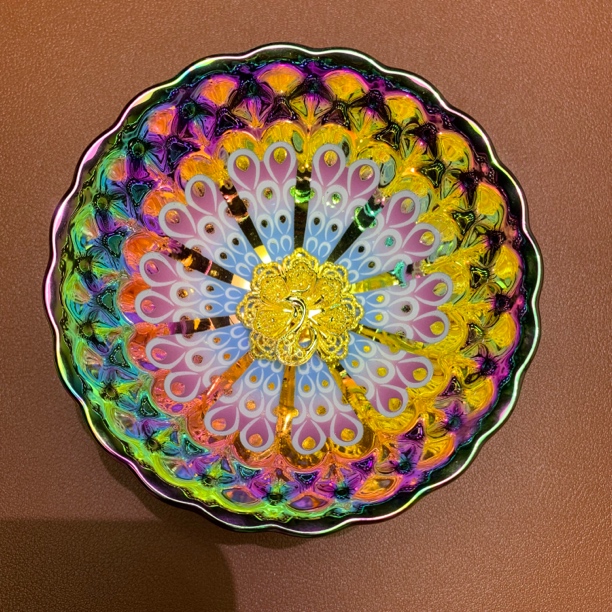 七彩金孔雀夜光杯陶瓷杯高端茶杯单只装无礼盒yg