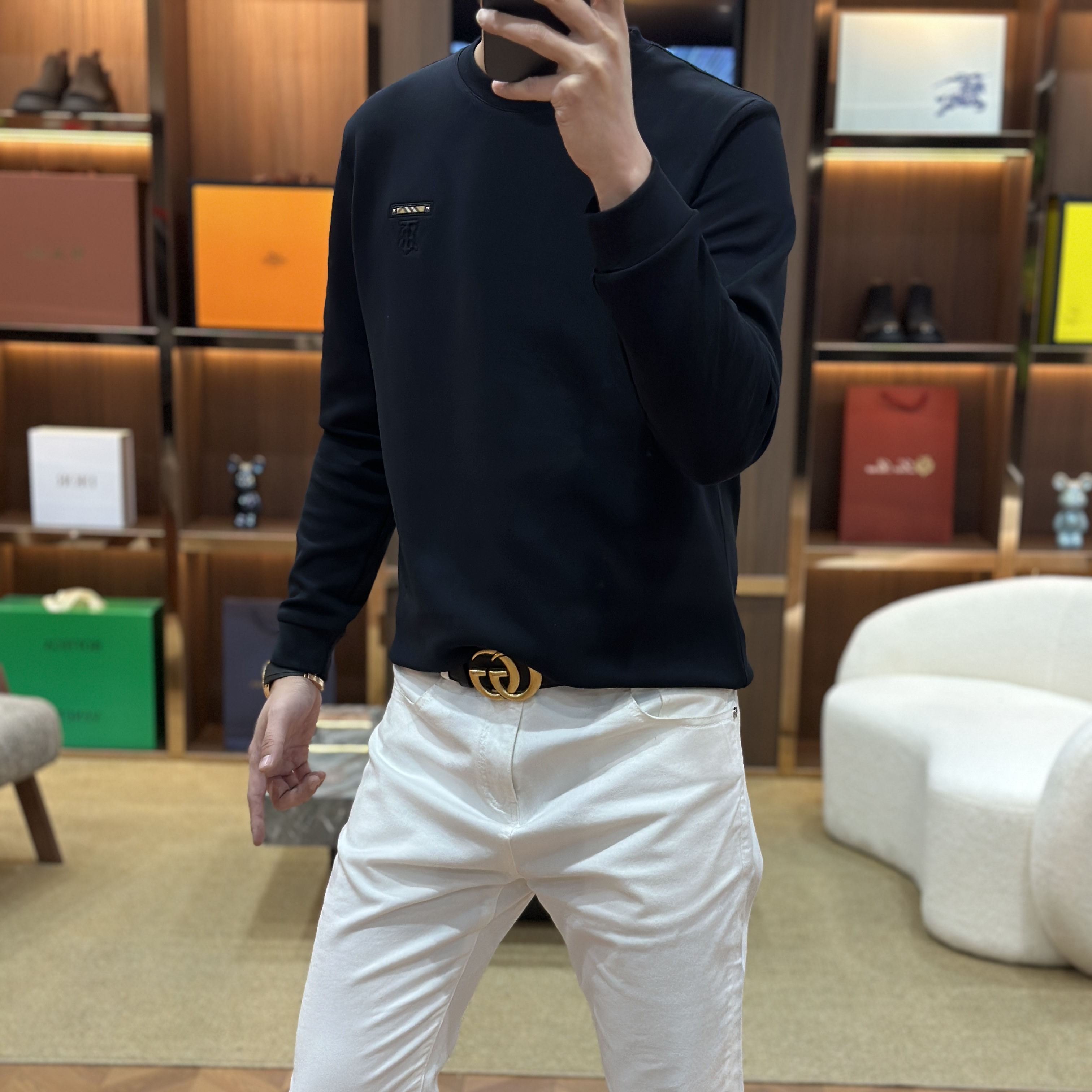 【莫代尔混纺内里磨毛】B*家秋冬男士时尚百搭休闲圆领长袖打底卫衣