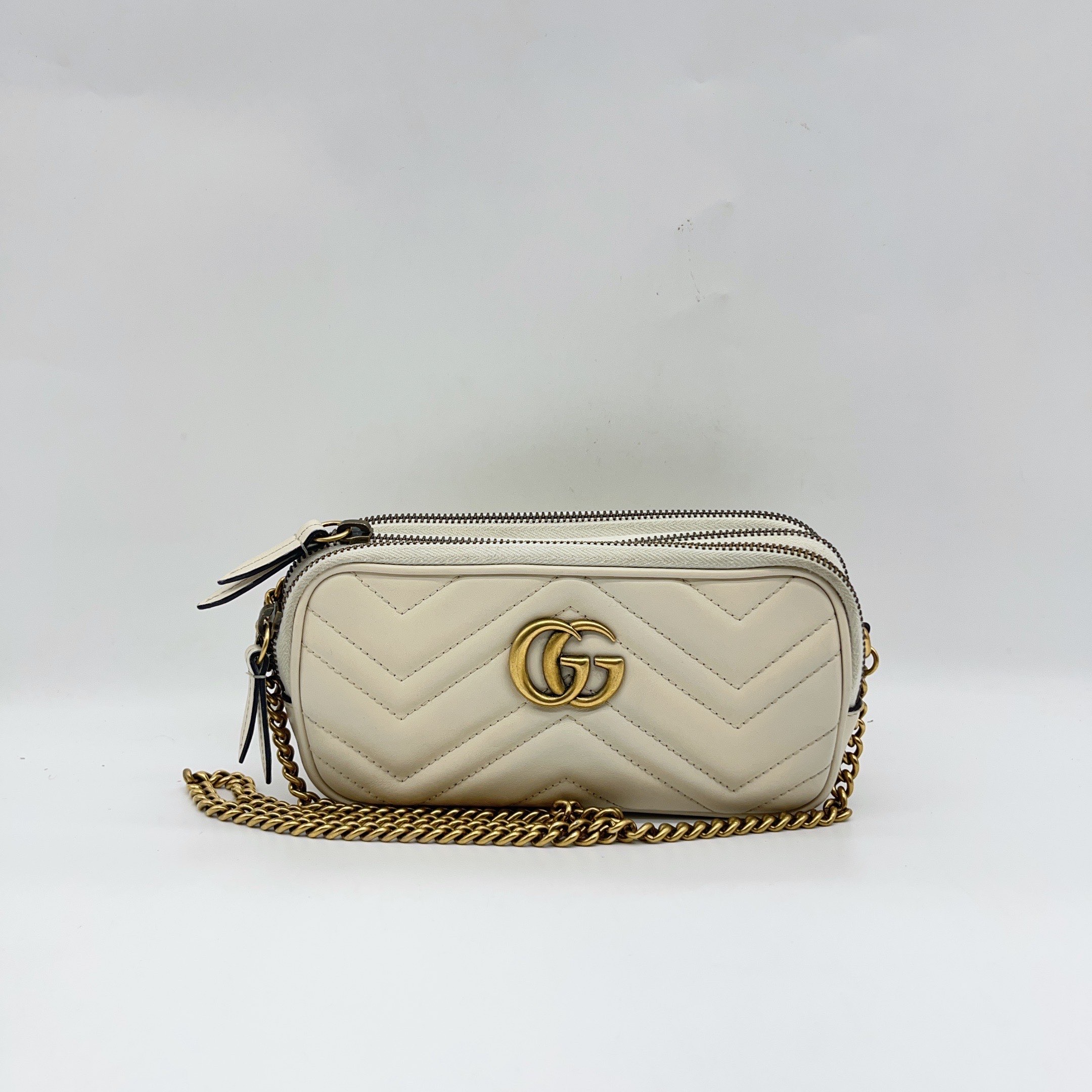 95新 GUCCI/古驰  白色相机链条包 1533 4050 