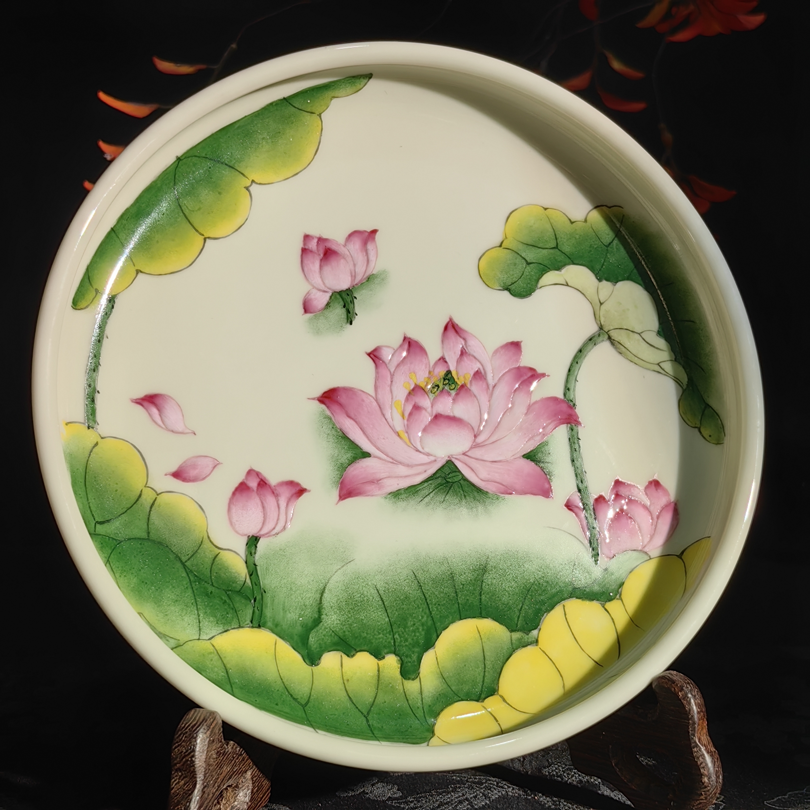 觅纤 粉彩荷花壶承 MQ439