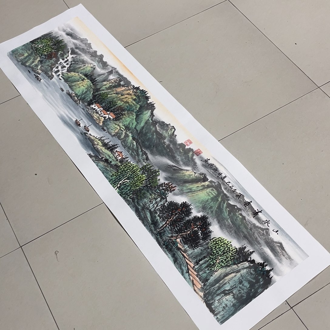 国画四尺对开138.35画芯 捡漏