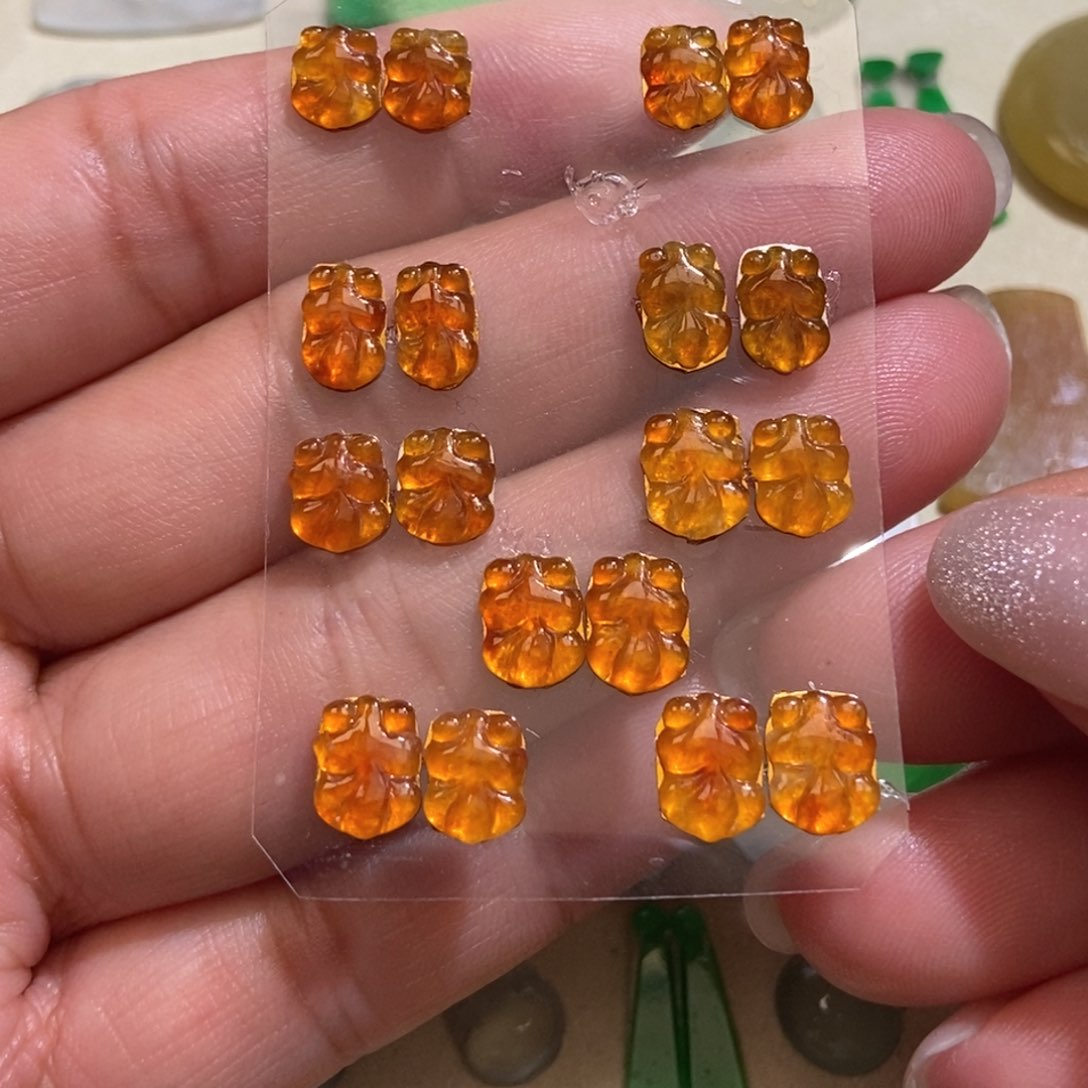 未镶嵌定制翡翠翡翠小金鱼一对多样性发货