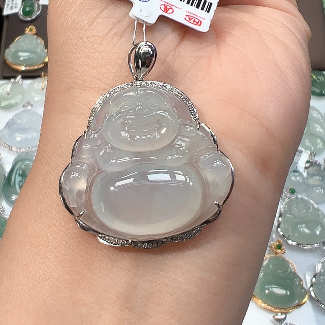 翡翠18K金镶嵌吊坠(不含链)佛公