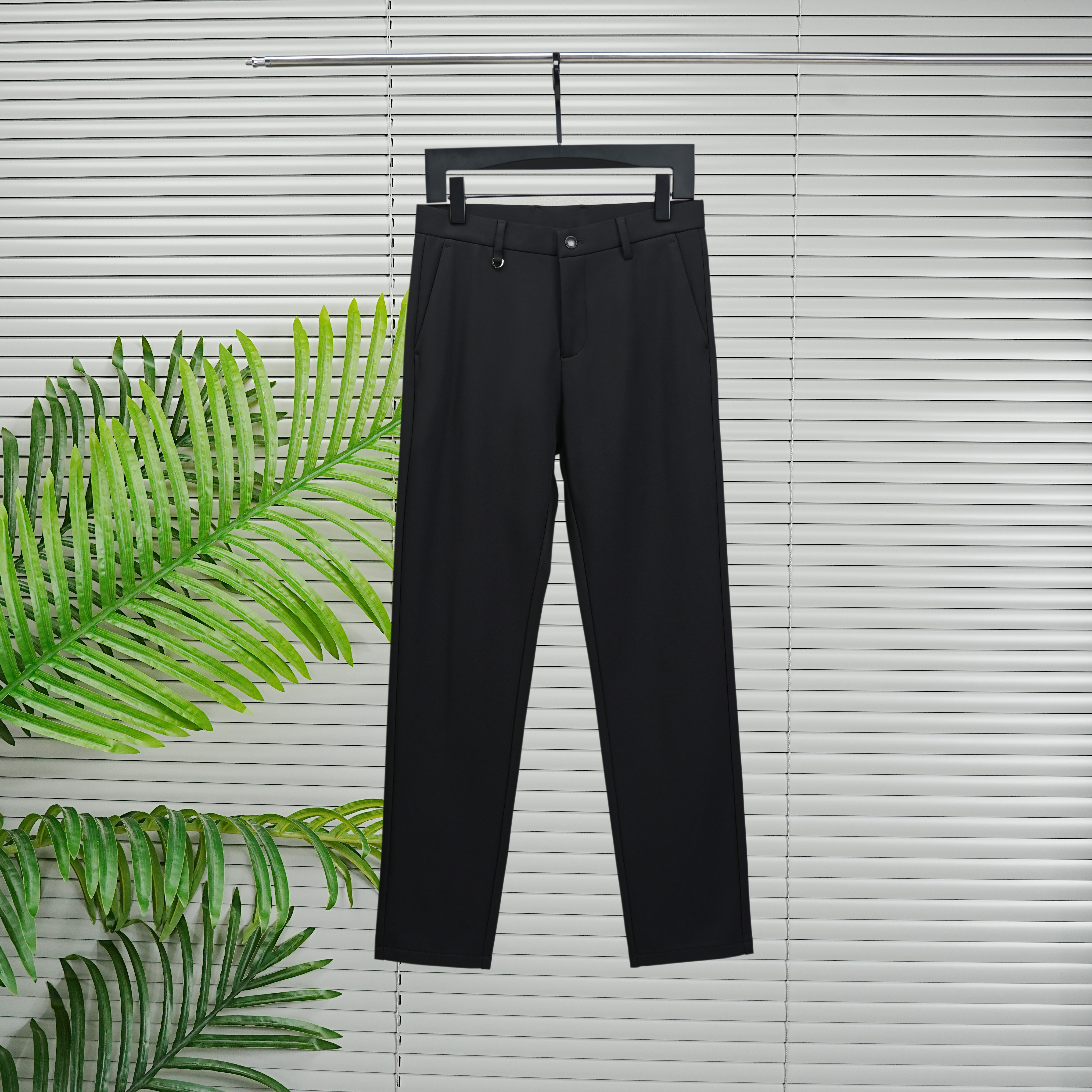 【巴尔赫】2024秋冬高端轻奢男士加绒加厚修身舒适黑色休闲裤57276