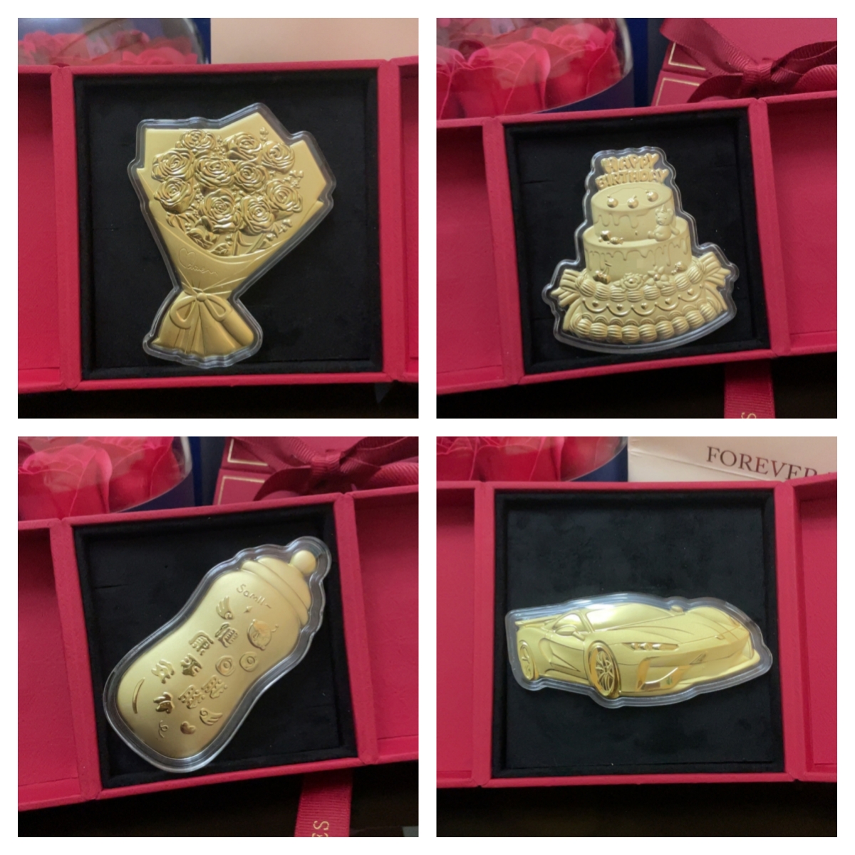 含金工艺品【节日礼品】玫瑰花生日蛋糕奶瓶周岁礼跑车节日礼物礼品