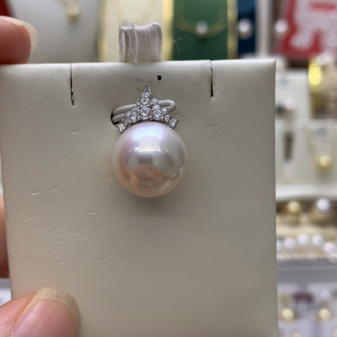 吊坠(不含链)淡水珍珠18K金镶嵌