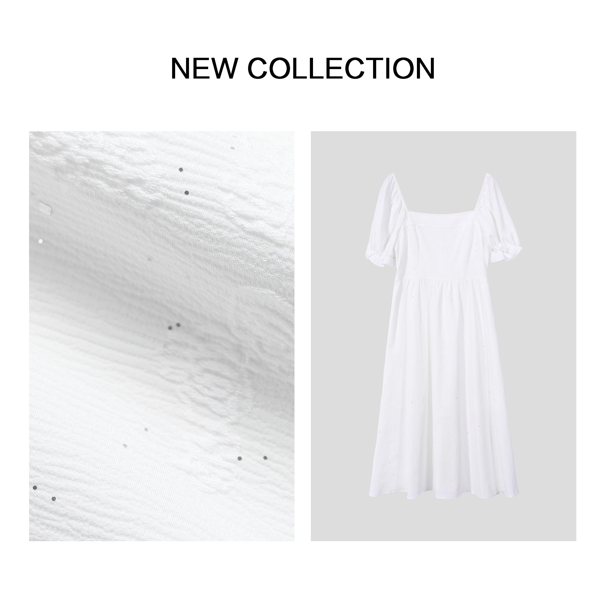 【婷婷专属】L3F28136 甜美方领泡泡袖连衣裙-28136