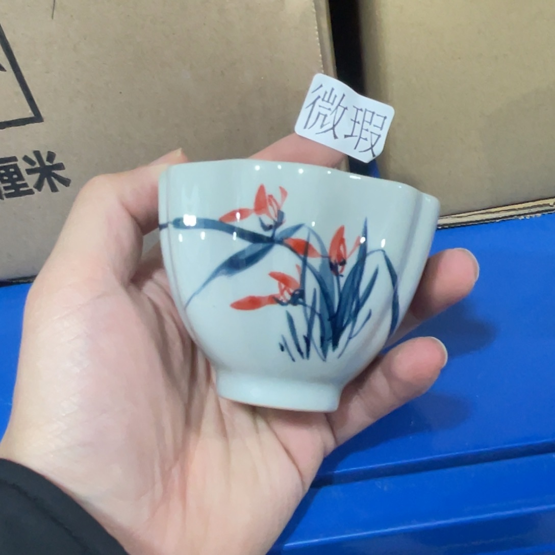 釉下手绘茶具微瑕