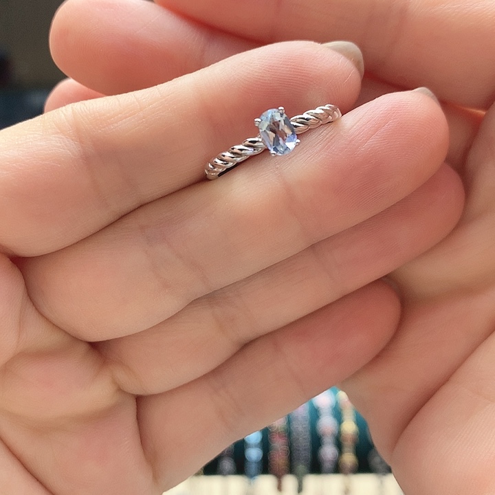 海蓝宝石戒圈银S925镶嵌