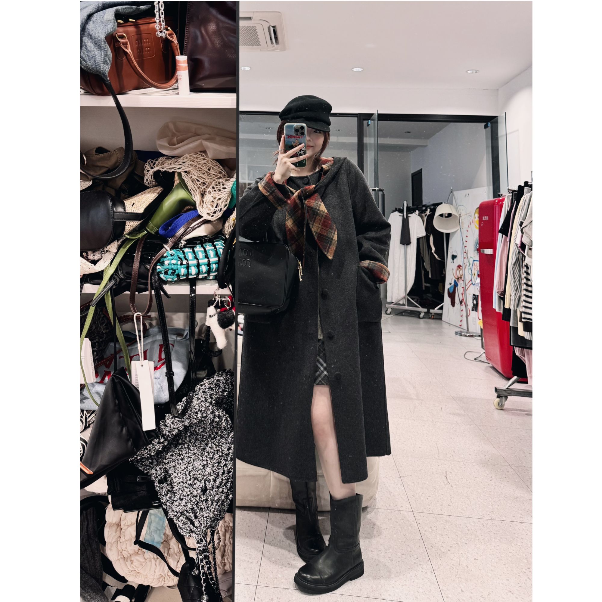 晶咕【兔耳朵大衣】正反两面可穿宽松大版毛呢外套