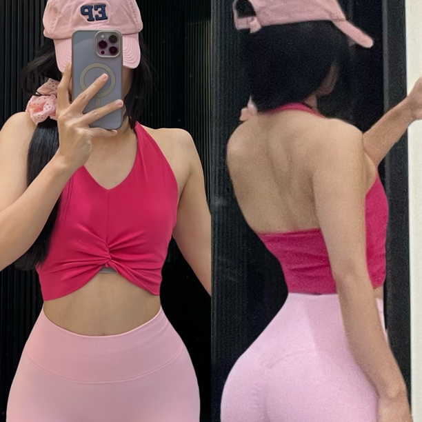 瑜伽挂脖堆堆bra美背瑜伽中强度运动背心女防震训练健身运动内衣