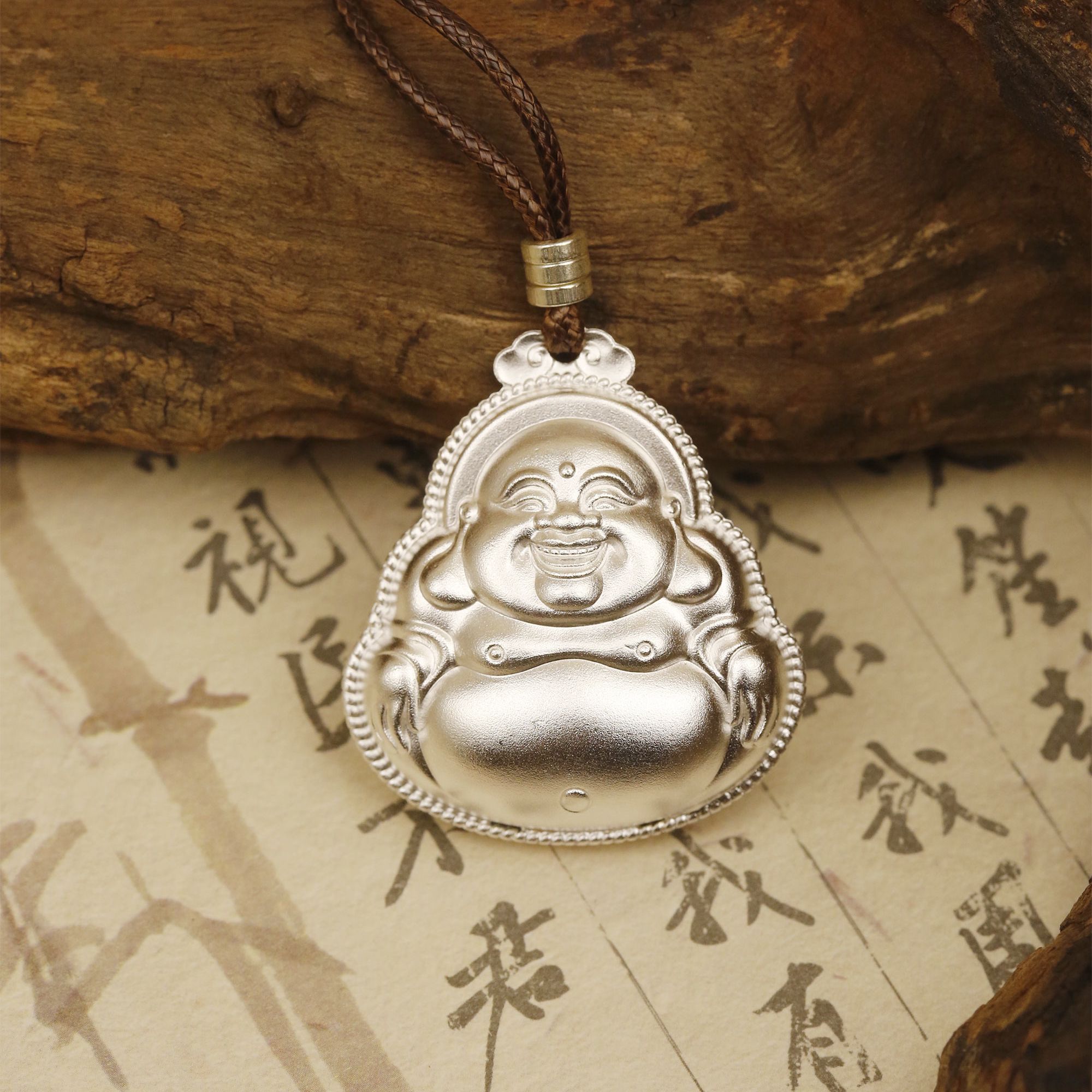 吊坠足银 足银福字莲花佛公吊坠