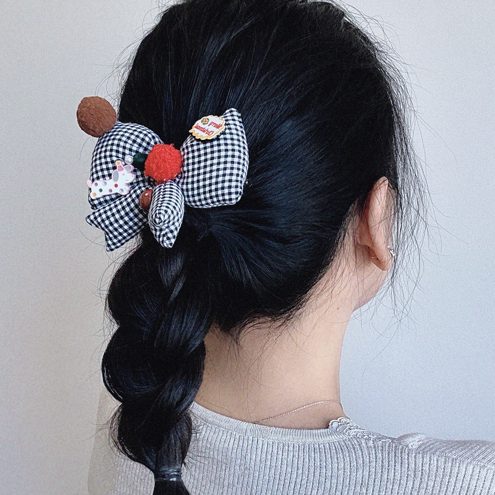 1527胖胖蝴蝶结弹簧夹（手工微瑕介意勿拍）