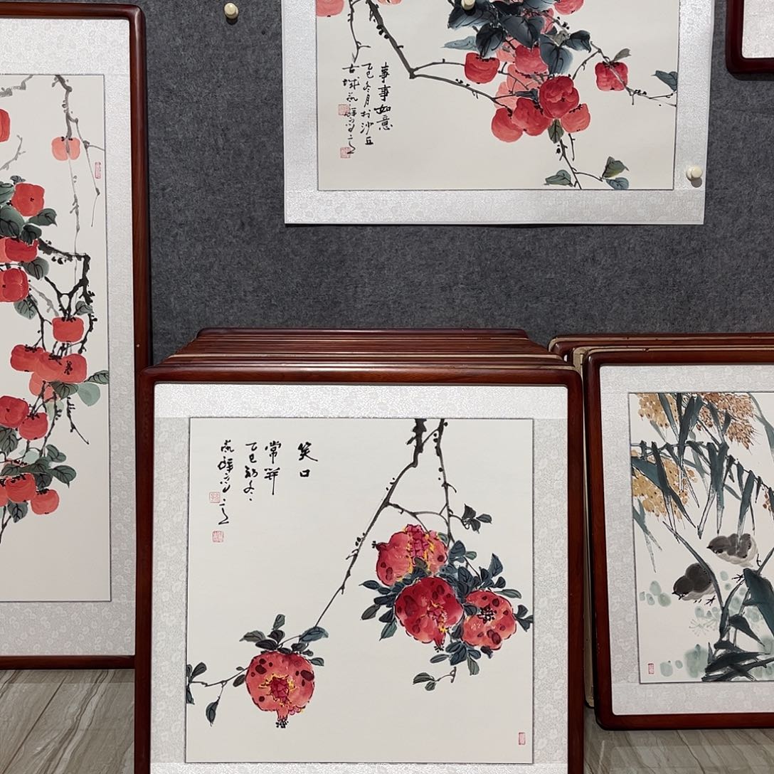 国画书画作品带框63×63