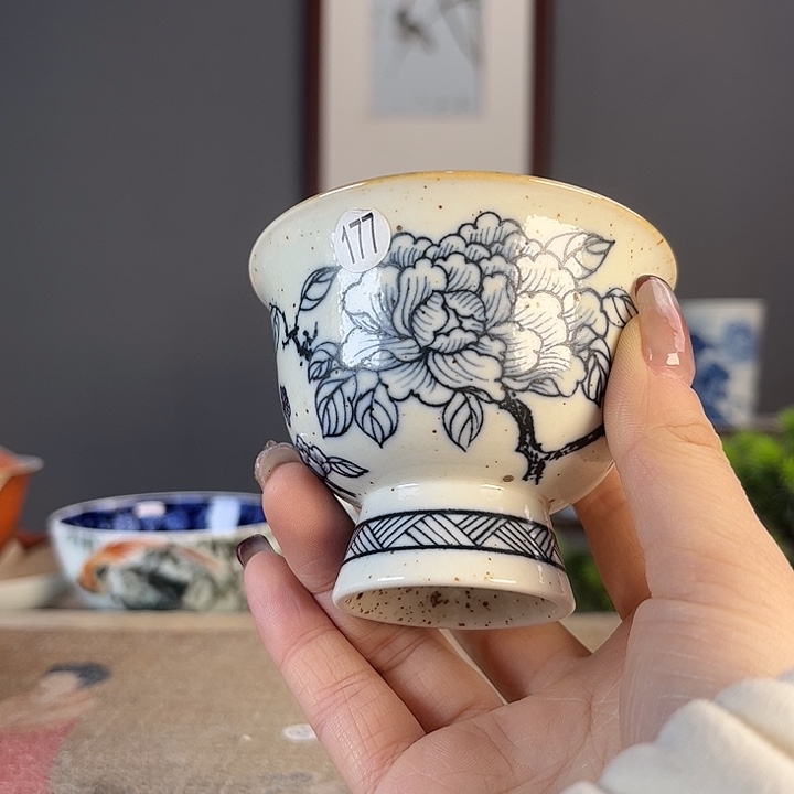 摆件景德柴烧茶杯多人