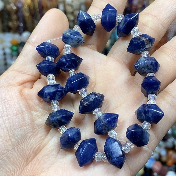 玛瑙/玉髓未镶嵌珠宝半成品天然蓝纹双尖卡16mm20颗