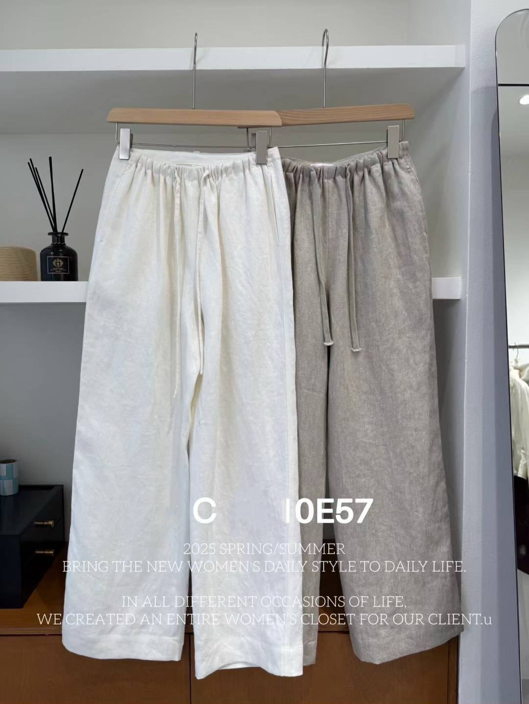 夏季高腰百搭亚麻阔腿休闲裤宽松舒适垂感好