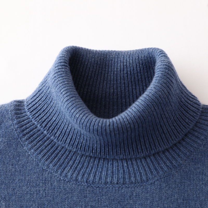 100纯山羊绒男士高翻领七针双股加厚超保暖宽松商务休闲